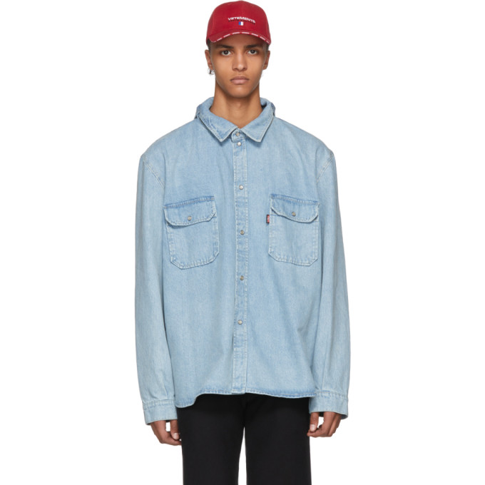 VETEMENTS Blue Levis Edition Open Back Denim Shirt