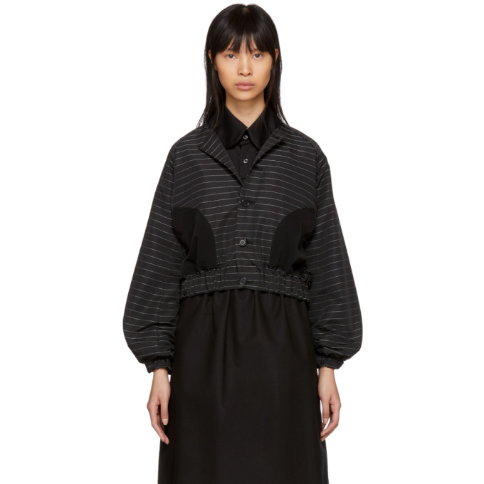 Noir Kei Ninomiya Black Pinstriped Button-Up Jacket
