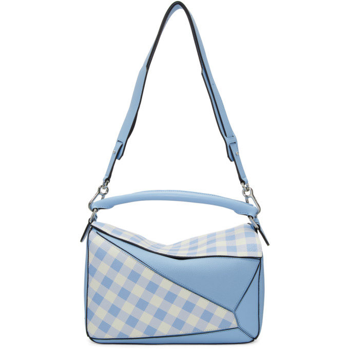 Loewe Blue Gingham Puzzle Bag