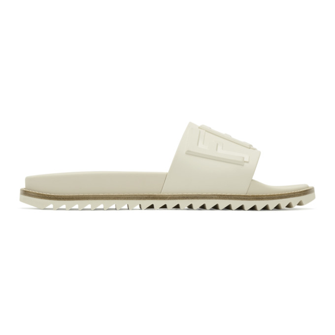 Fendi White Rubber 'Fendi Vocabulary' Slides