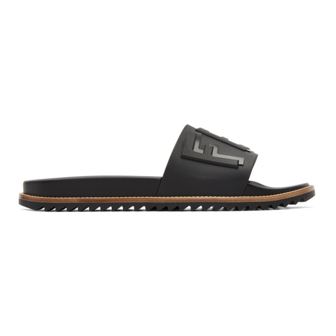 Fendi Black Rubber 'Fendi Vocabulary' Slides