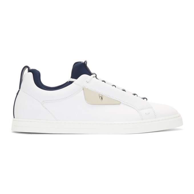 Fendi White Leather 'Bag Bugs' Sneakers