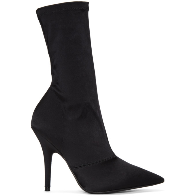 YEEZY Black Stretch Satin Ankle Boots