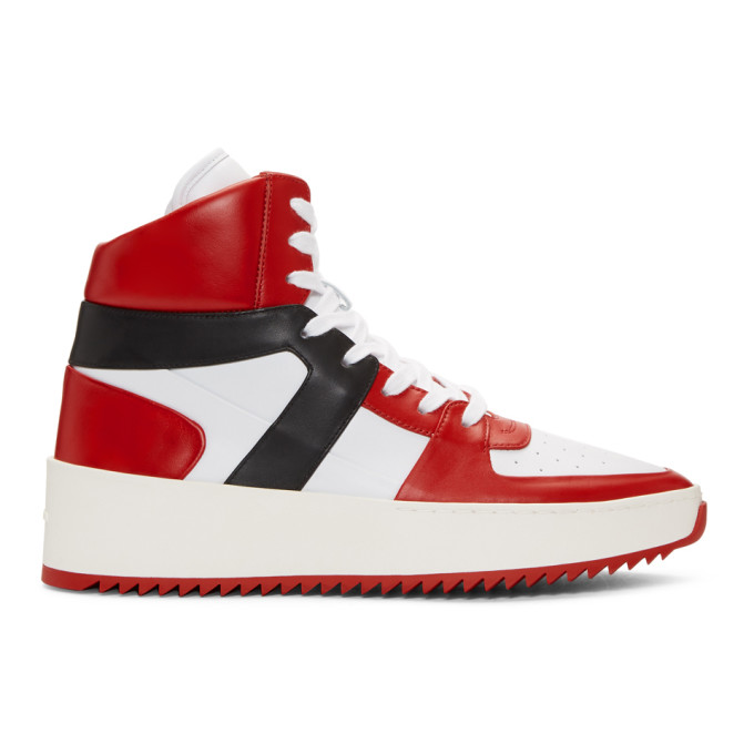 Fear of God Red & White B-Ball High-Top Sneakers