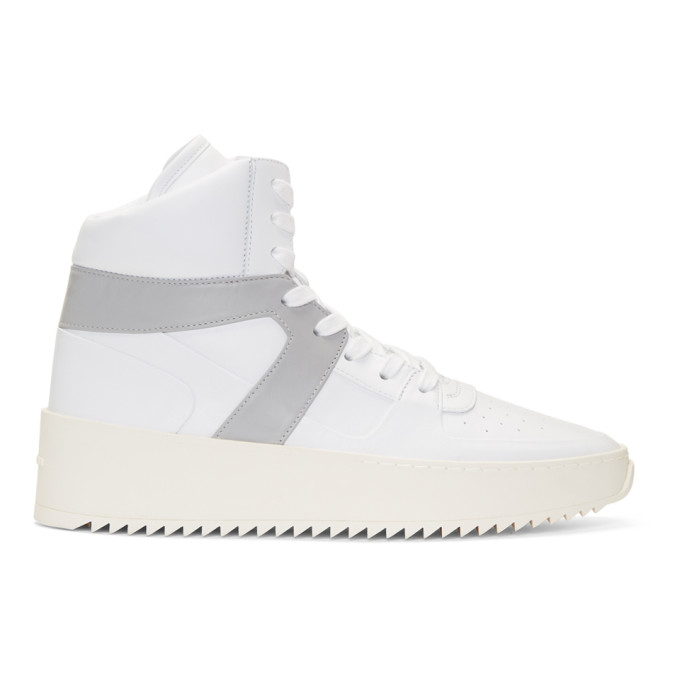 Fear of God White & Grey Basketball High-Top Sneakers