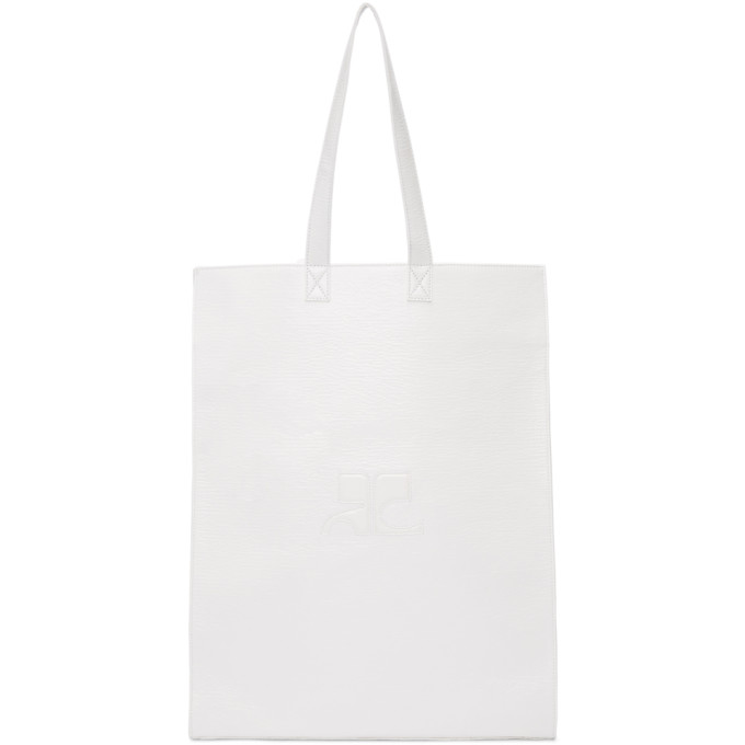 Courreges White Large Vinyl Carrier Tote