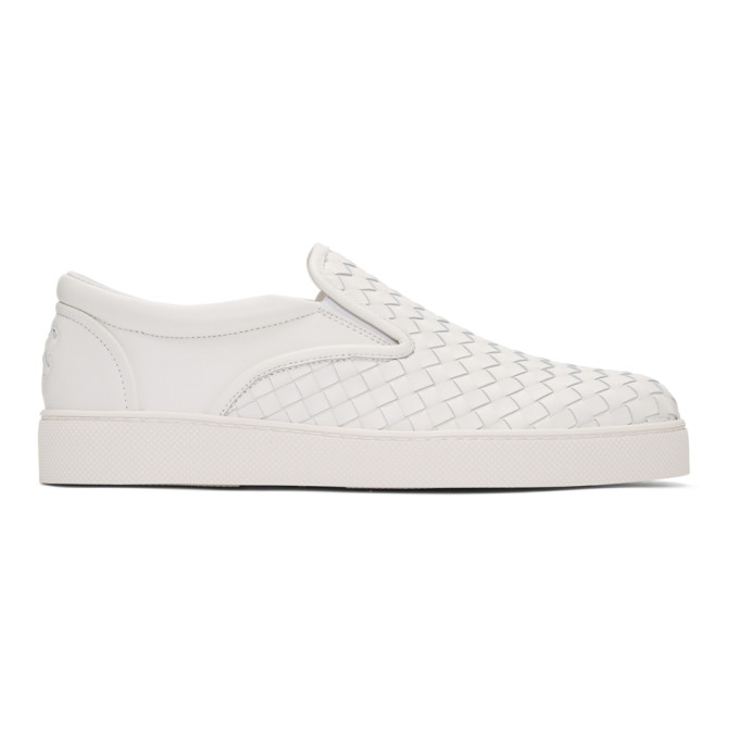 Bottega Veneta White Intrecciato Dodger Slip-On Sneakers
