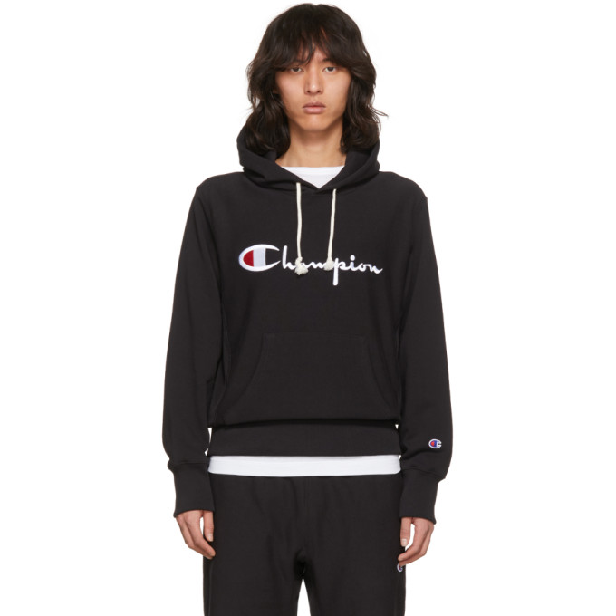 champion small script multicolor logo hoody