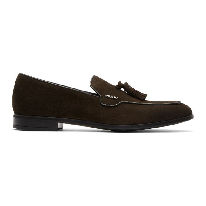 Prada Brown Suede Tassel Loafers