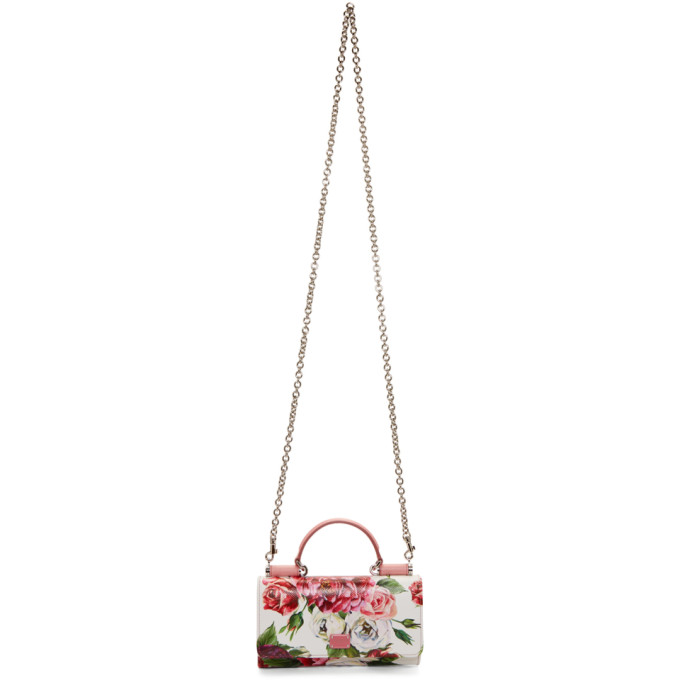 Dolce & Gabbana Pink Peonies Top Handle Wallet Chain Bag