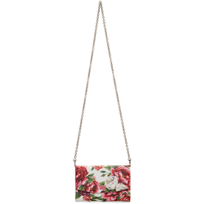 Dolce & Gabbana Pink Peonies Logo Wallet Chain Bag