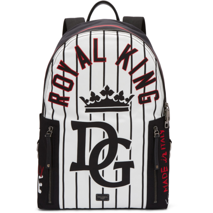 Dolce & Gabbana Black Striped King Backpack