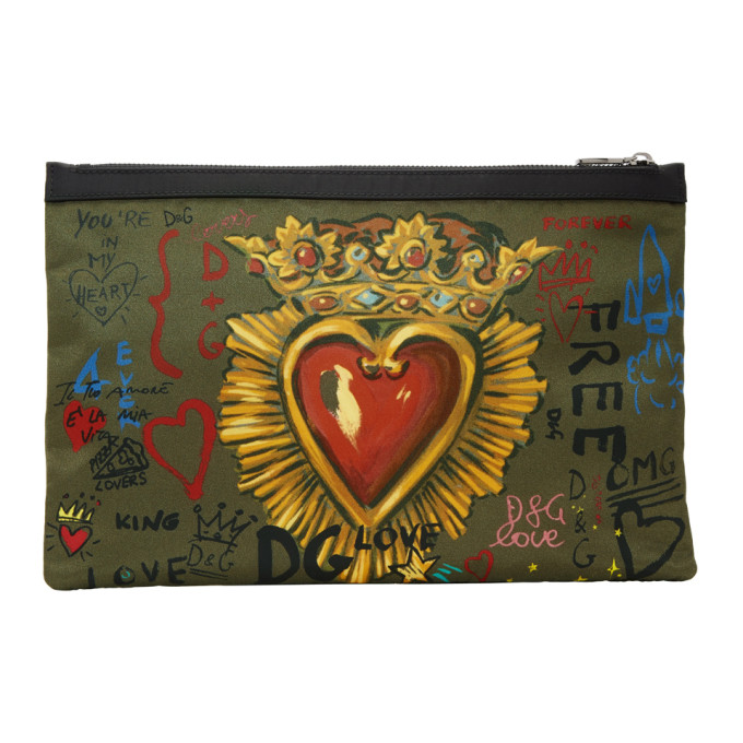 Dolce & Gabbana Green Sacre Coeur Design Pouch