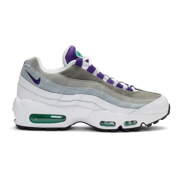 Nike White & Purple Air Max 95 Sneakers