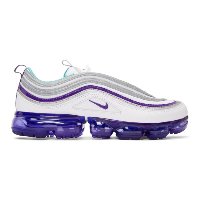 Nike White & Purple Air Vapormax 97 Sneakers