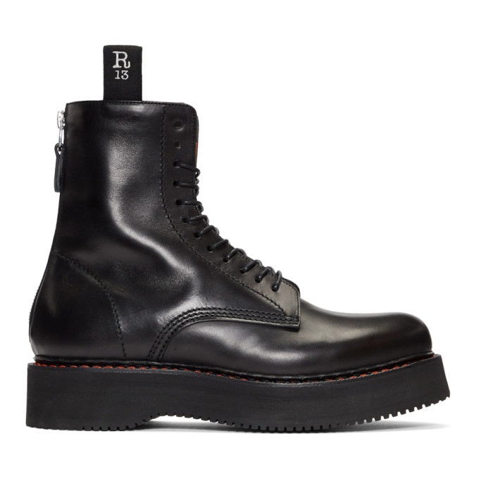 R13 Black Single Stack Boots