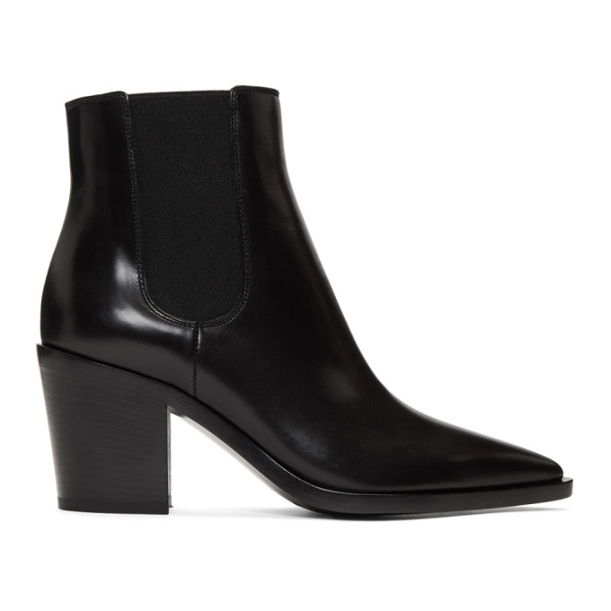 Gianvito Rossi Black Pointed Toe Ankle Boots