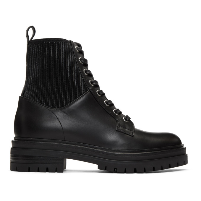 Gianvito Rossi Black Leather Combat Boots