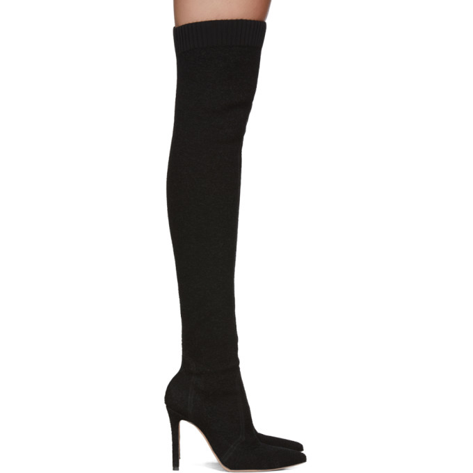 Gianvito Rossi Black Bouclé Fiona Boots