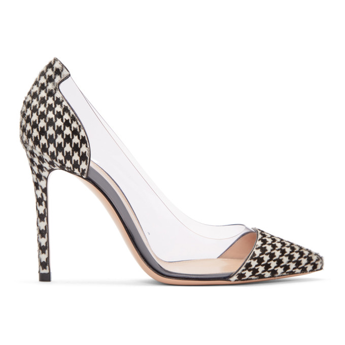 Gianvito Rossi Black Houndstooth Plexi Heels