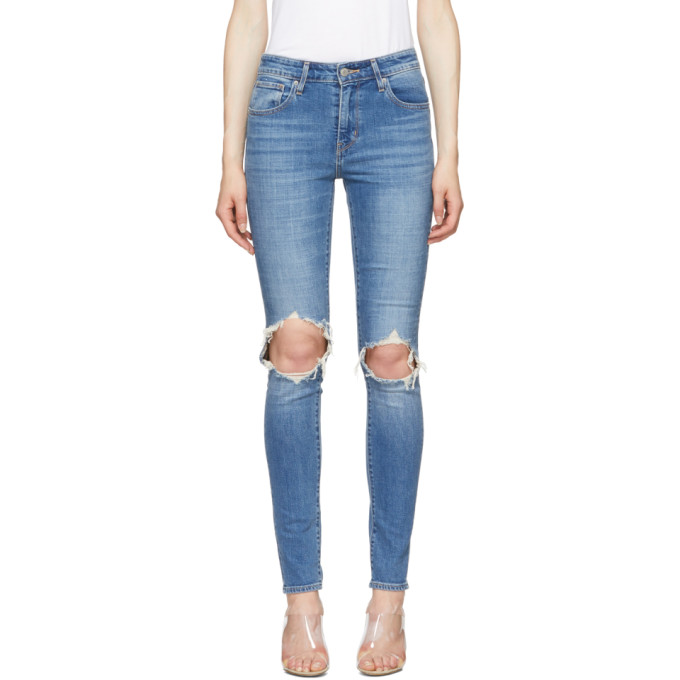 levi's 721 high rise distressed skinny jeans