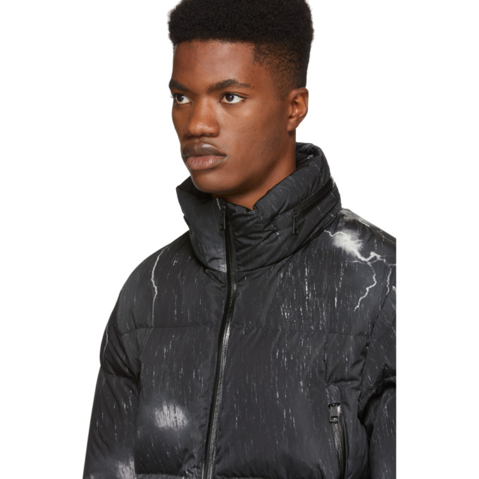 MONCLER MONCLER BLACK DOWN FABAS LIGHTNING BOLT JACKET