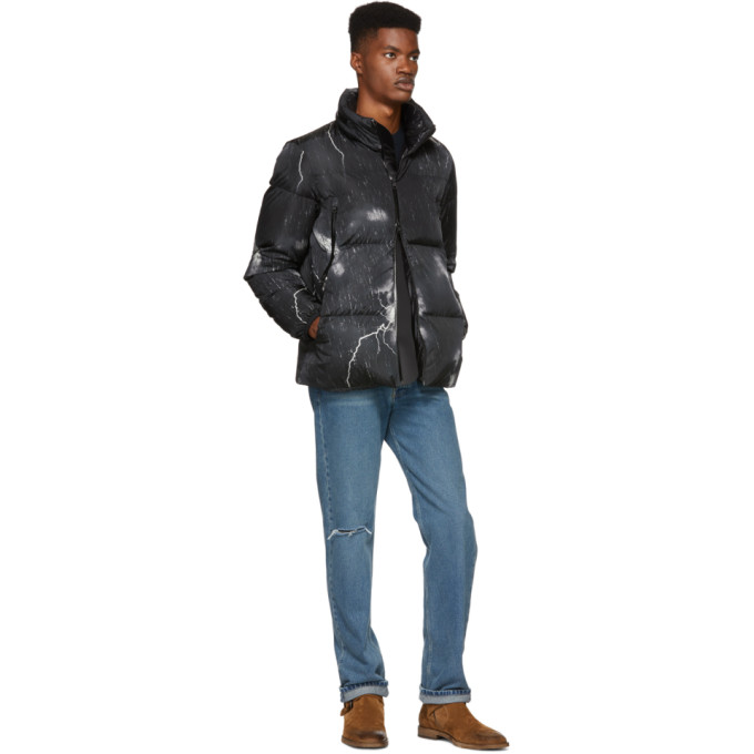 MONCLER MONCLER BLACK DOWN FABAS LIGHTNING BOLT JACKET