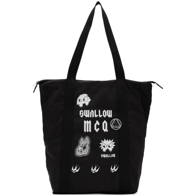 McQ Alexander McQueen Black 'Swallow' Magazine Tote