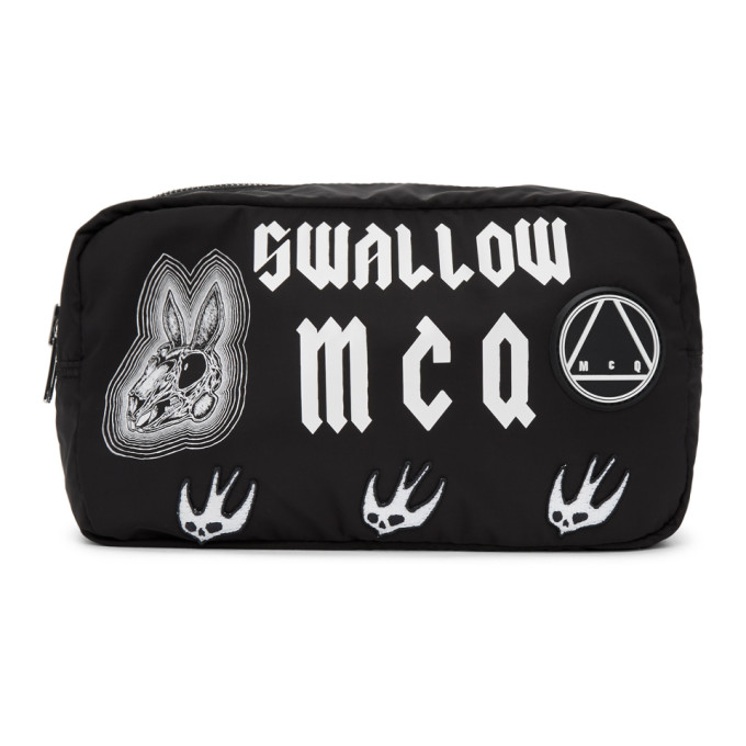 McQ Alexander McQueen Black 'Swallow' Washbag Pouch