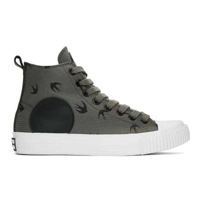 McQ Alexander McQueen Grey Plimsoll High Sneakers