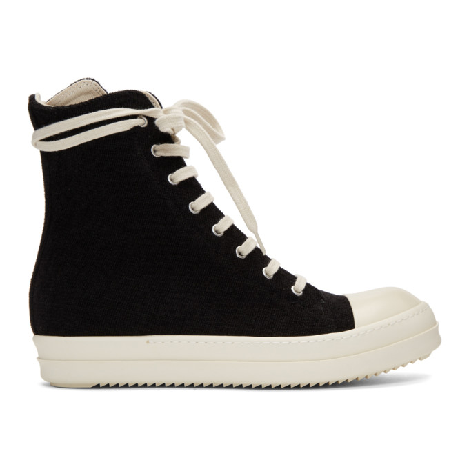 Rick Owens Drkshdw Black Stretch Velour Sneakers