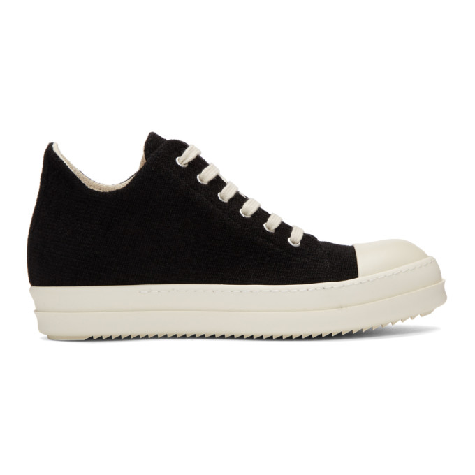 Rick Owens Drkshdw Black Stretch Velour Low Sneakers