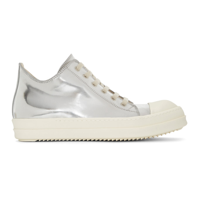 Rick Owens Drkshdw Silver Metallic Low Sneakers