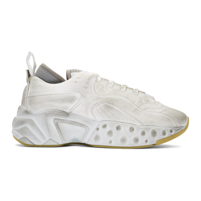 Acne Studios White Tumbled Rockaway Sneakers