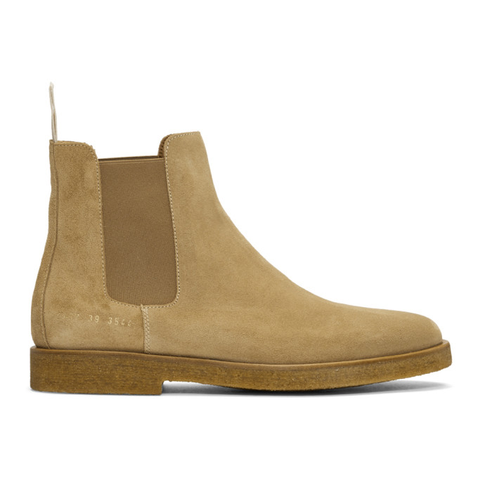 Common Projects Tan Suede Chelsea Boots