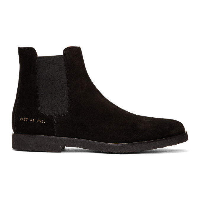 Common Projects Black Suede Chelsea Boots