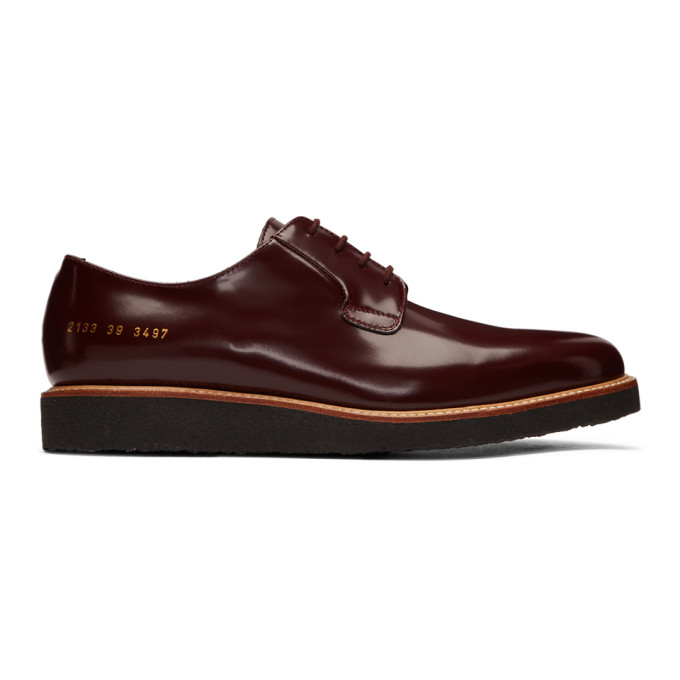 Common Projects Burgundy Crepe Sole Shine Derbys