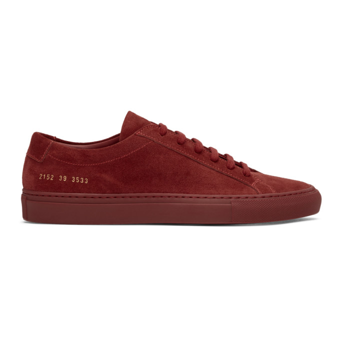 Common Projects Red Suede Original Achilles Low Sneakers