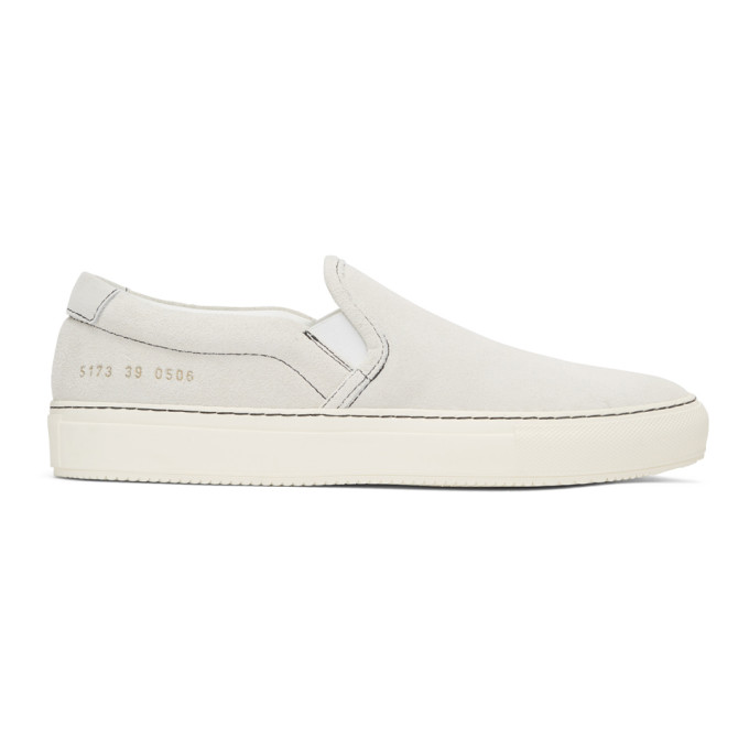 Common Projects White Suede Slip-On Sneakers