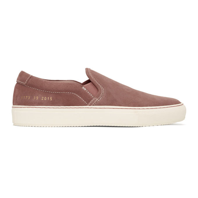 Common Projects Pink Suede Slip-On Sneakers