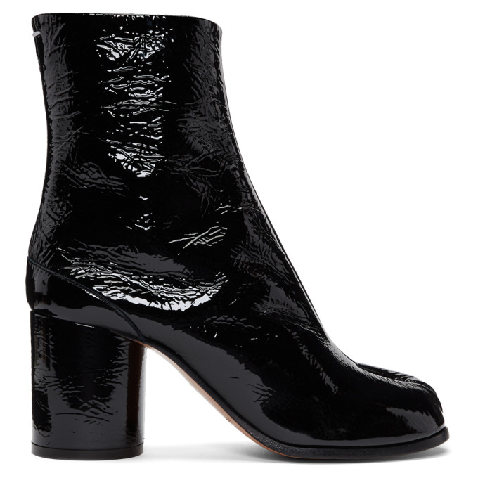 Maison Margiela Black Patent Leather Tabi Boots