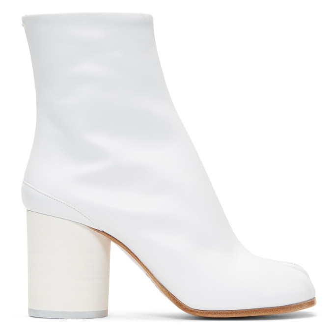 Maison Margiela White Soft Leather Tabi Boots