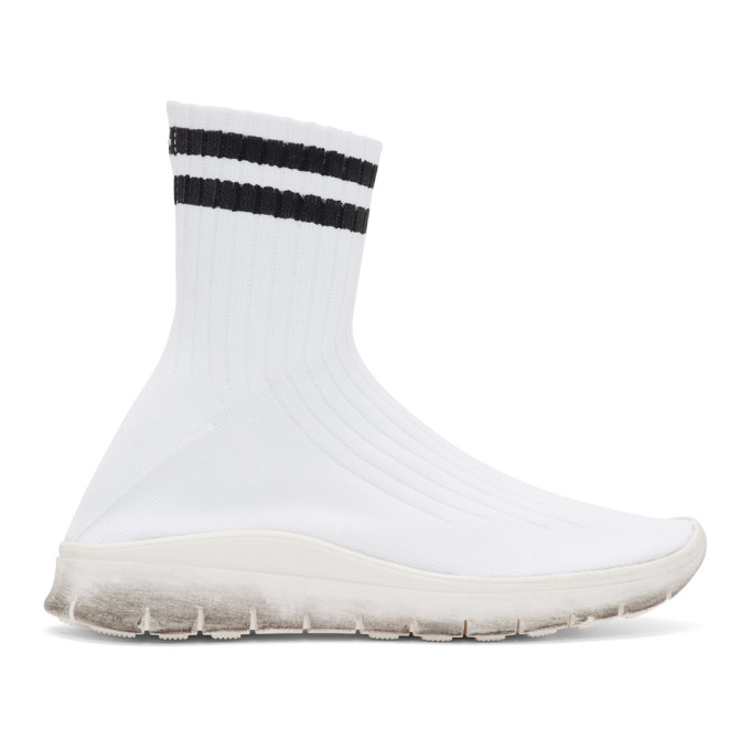Maison Margiela White & Black Sock High-Top Sneakers