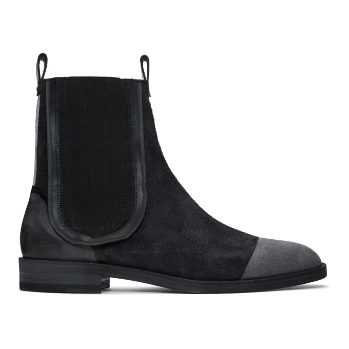 Maison Margiela Black Suede Deconstructed Chelsea Boots