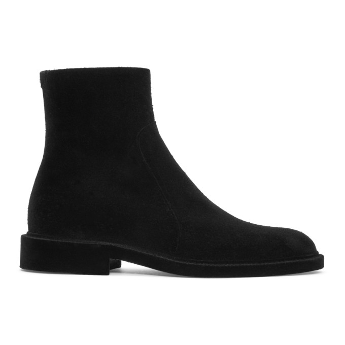 Maison Margiela Black Flock Treatment Ankle Boots