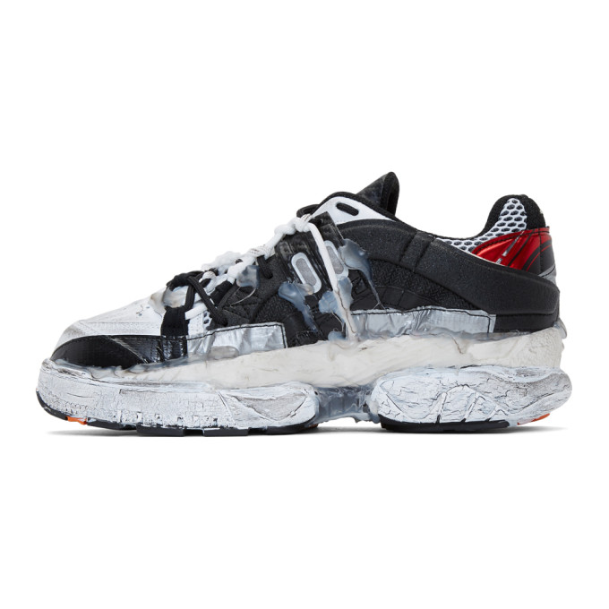 Maison Margiela Fusion Rubber-Trimmed Distressed Leather Sneakers In ...