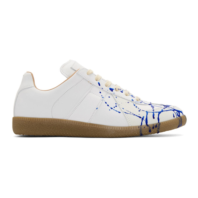 Maison Margiela White & Blue Painter Sneakers