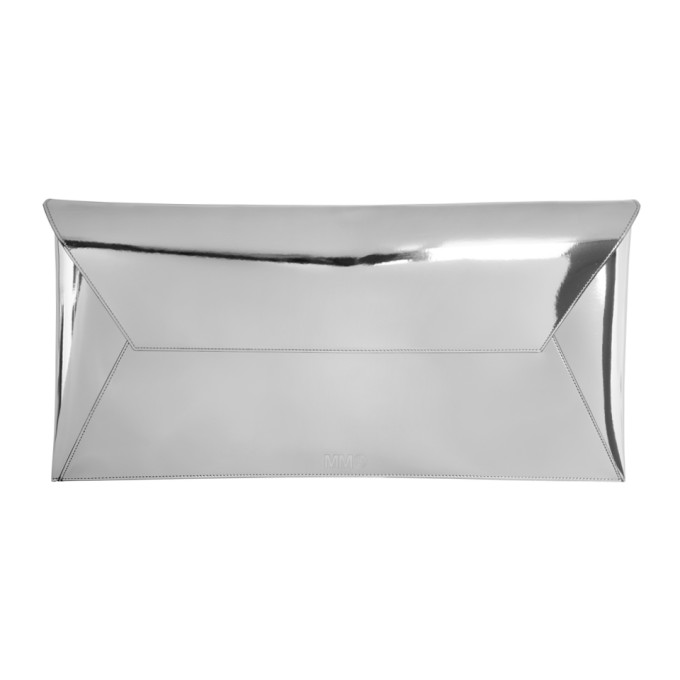 MM6 Maison Martin Margiela Silver Long Fold Over Clutch
