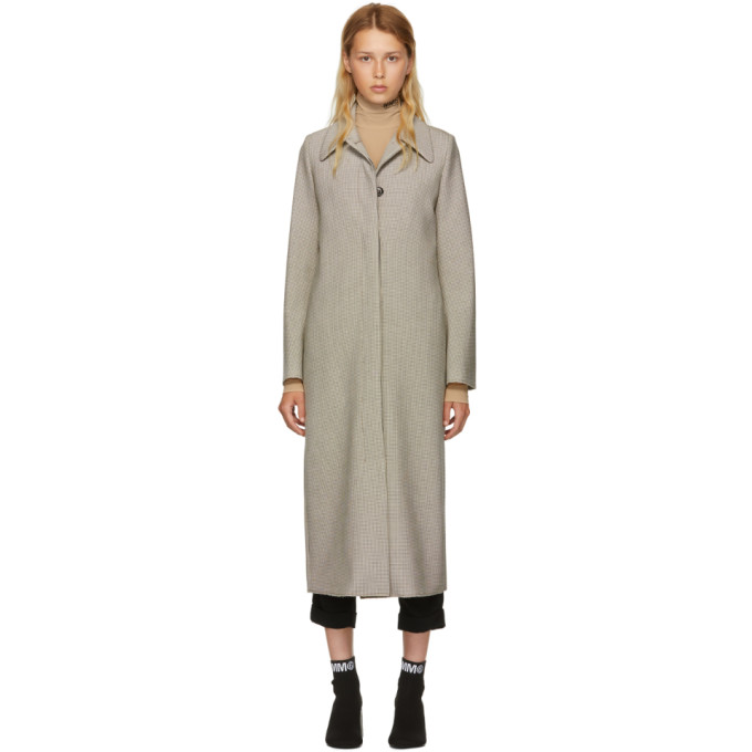 MM6 Maison Martin Margiela Multicolor Check Long Bonded Jersey Coat