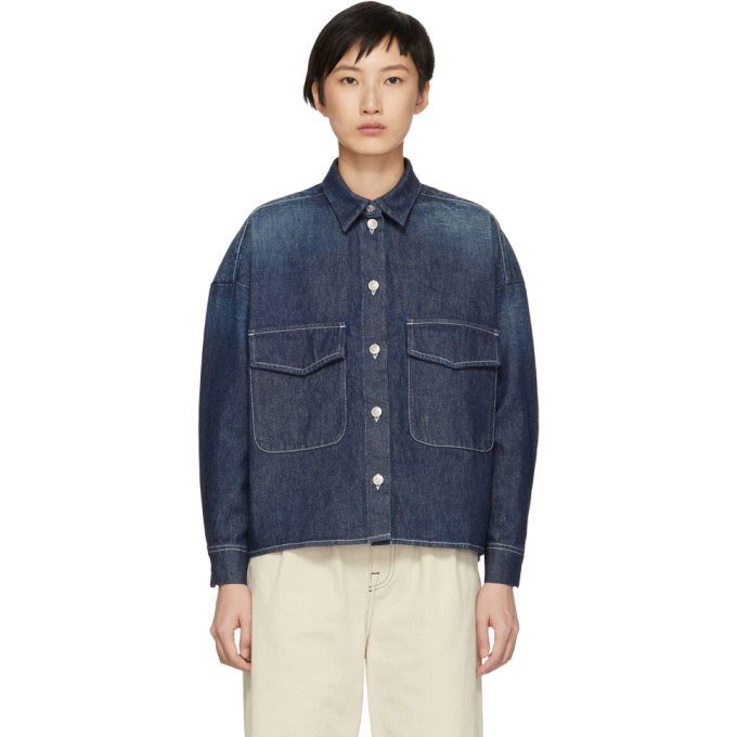 MM6 Maison Martin Margiela Indigo Garage Wash Denim Shirt Jacket